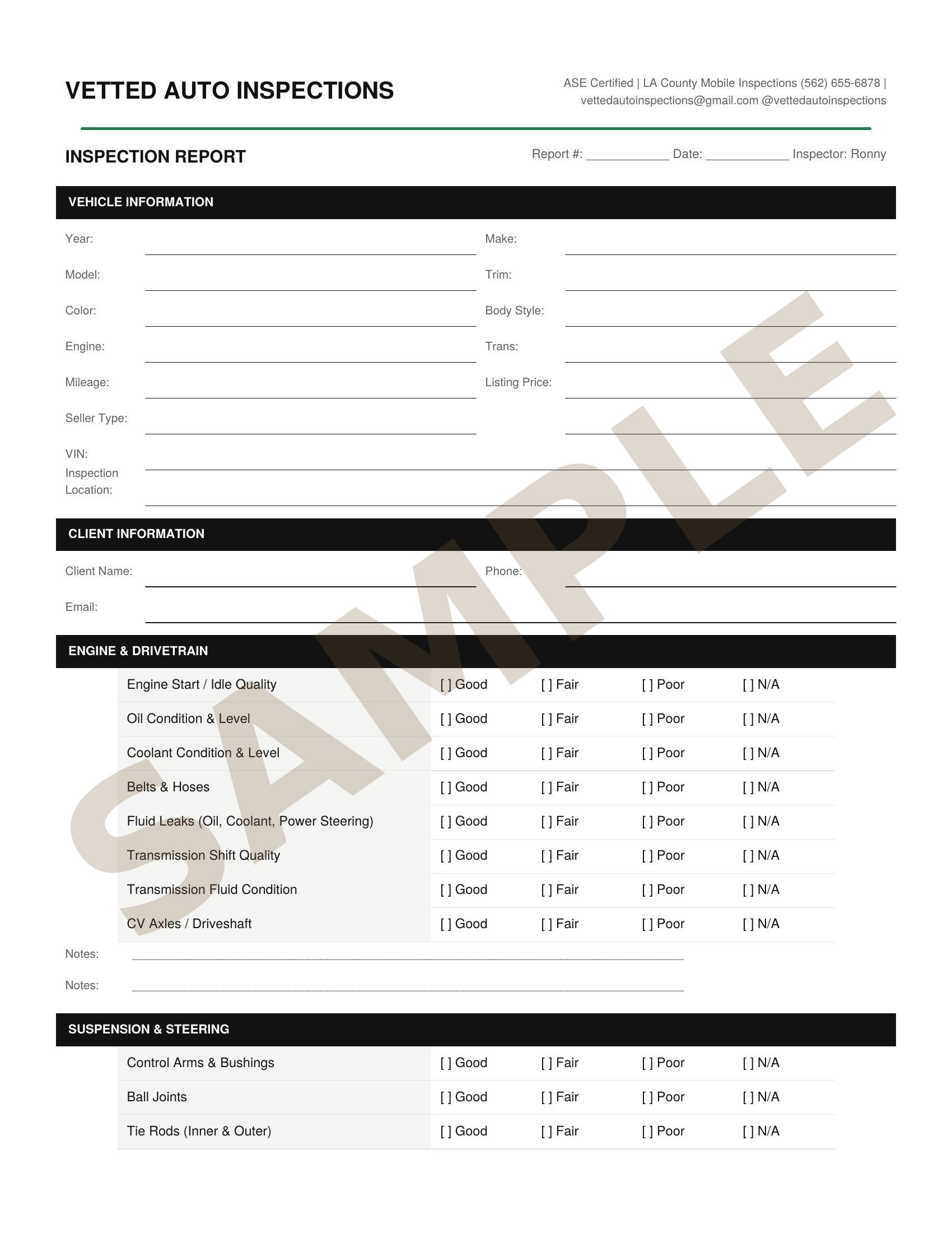 Inspection report, page 1 of 4